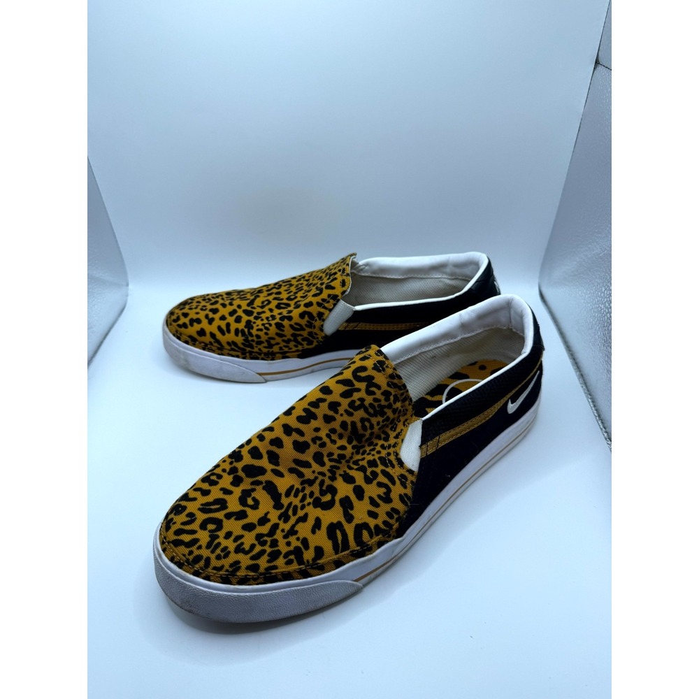 Nike Court Legacy Slip Leopard DJ5938-001 Womens 10 Sneaker Black Wheat Canvas
